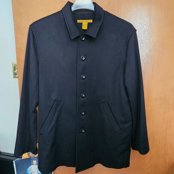Workers for Freedom Black Mens Short Coat (Wool/Cashmere Blend) - Large - Picture 1 of 16